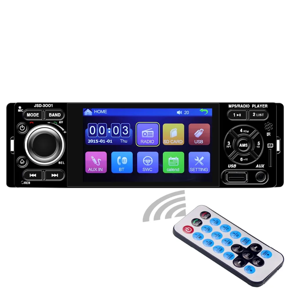 Авторадио 1 din 12V 4 дюймов сенсорный экран Авто Аудио Зеркало Ссылка стерео bluetooth