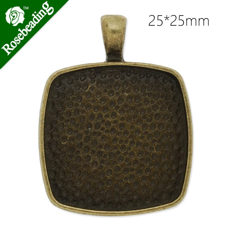 

25x25mm Antique Bronze plated irregular square Zinc Alloy Cabochon Base Setting Pendants,cabochon bezel,sold 20pcs/lot-C4434