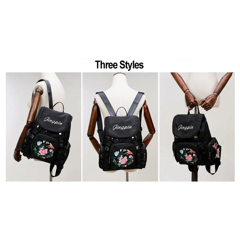 Китайский Стиль цветок Вышивка Рюкзаки для подростка Обувь девочек Mochila Feminina Для