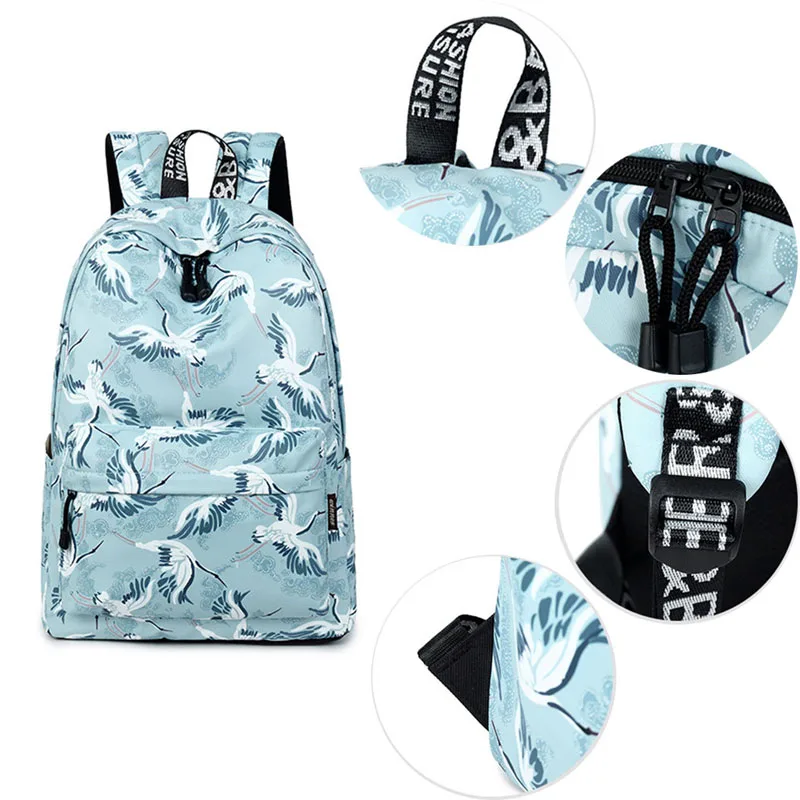 Рюкзак женский из полиэстера с принтом журавлей | Багаж и сумки