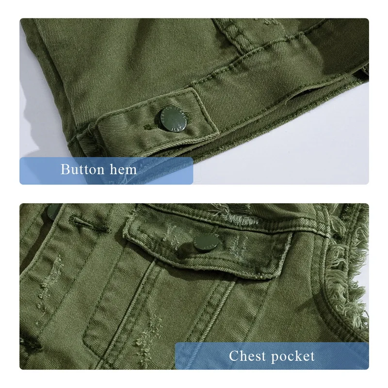 Litthing Slim Fit ковбойская Мужская куртка жилет рваные мужской джинсовый жилет куртка без рукавов повседневный жилет Мужская джинсовая куртка зеленый