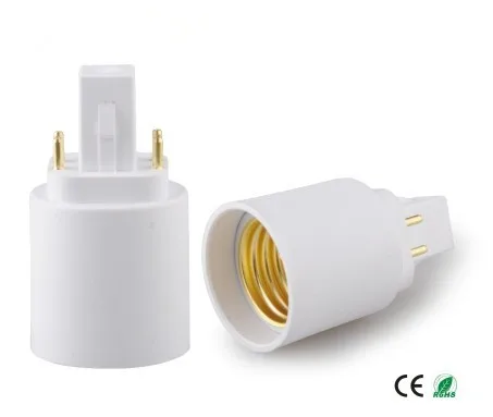 

100pcs/lot CE RoHS plastic white color 4 pins G24q to E26 lamp adapter converter