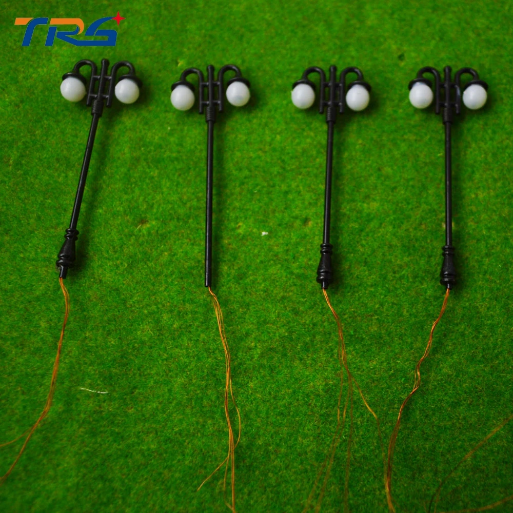 

10 шт. Ландшафта Модель поезда Макет здания улицы лампы металла с двойной головкой светодиодный свет фонарный столб железнодорожного освеще...