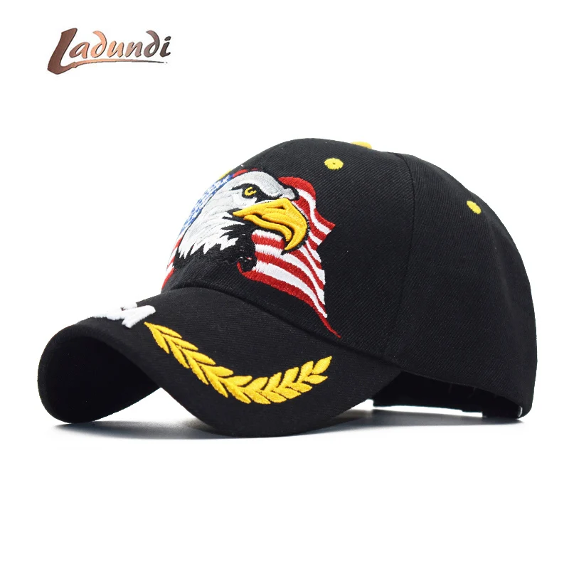 LADUNDI Новая мужская бейсбольная кепка с вышитым американским флагом Snapback шляпа