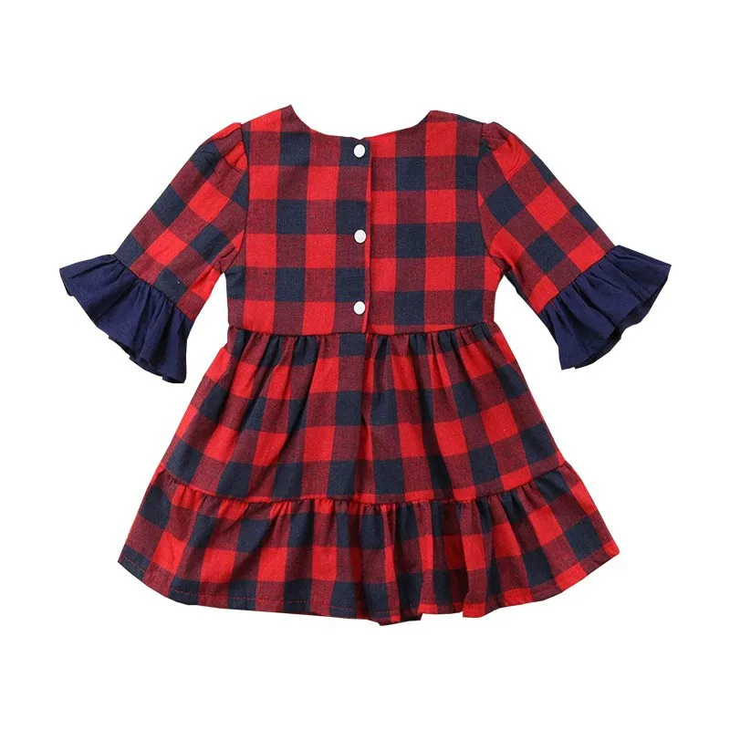 Red Girl Christmas Dress Holiday Party Baby Clothes Princess Plaid Fashion Xmas Kids For Girls | Детская одежда и обувь