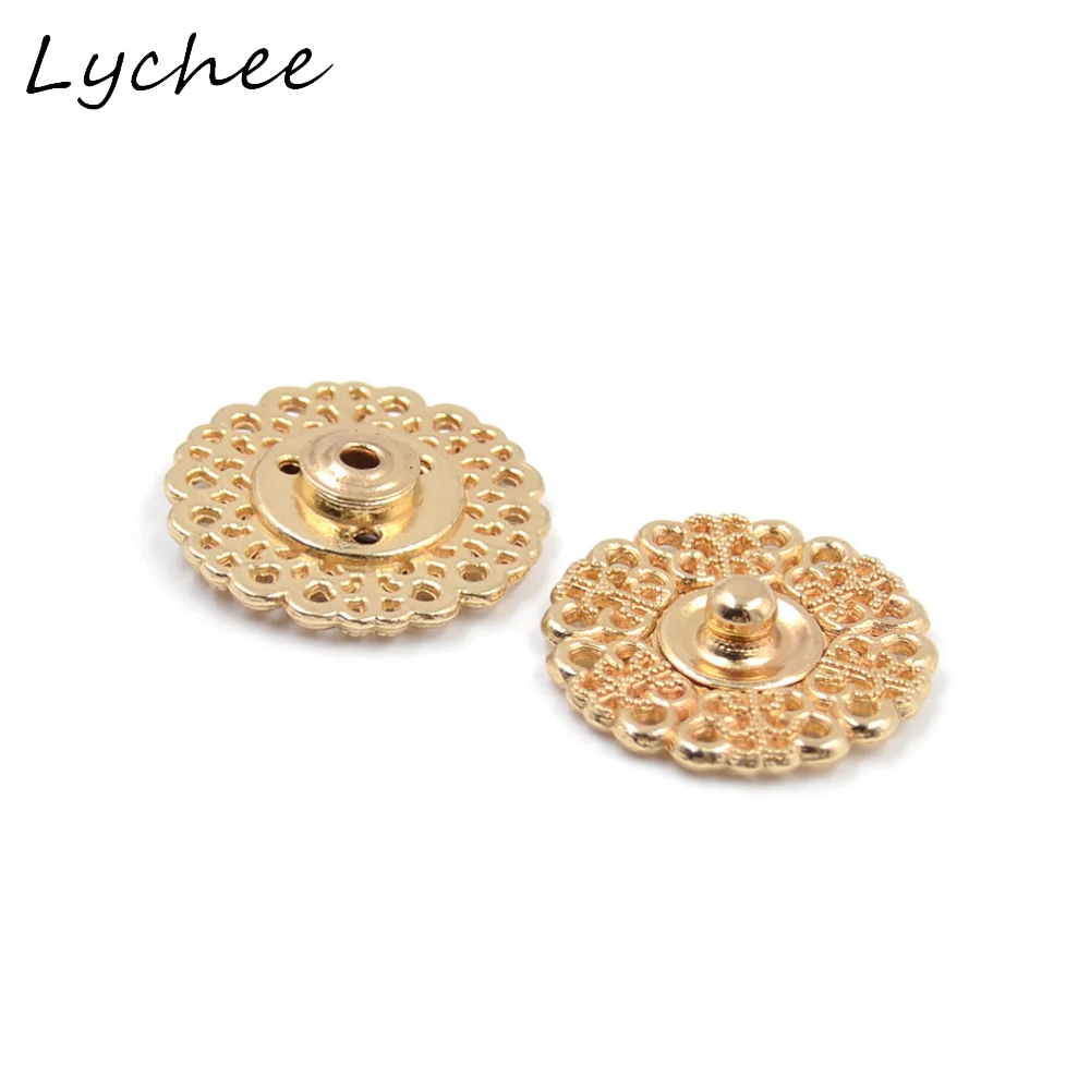 Lychee 5 шт. 21 мм Цветок круглой формы полые металлические кнопки для женщин DIY ремесло одежда украшения дома пуговицы