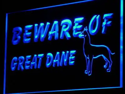 

i842 Beware of Great Dane Dog Shop Pet Decor Neon Light Light Signs On/Off Switch 20+ Colors 5 Sizes