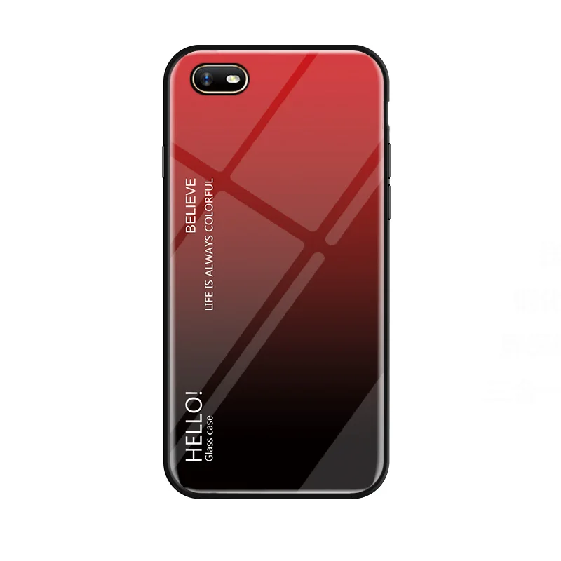 Phone Case for OPPO Realme C2 Gradient Tempered Glass Shockproof Soft Silicone Frame Back Cover A1K 4 case Fundas |