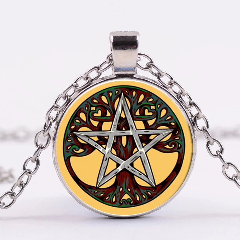 Азиатских Древо жизни в виде пентаграммы и ожерелье Wicca художественной