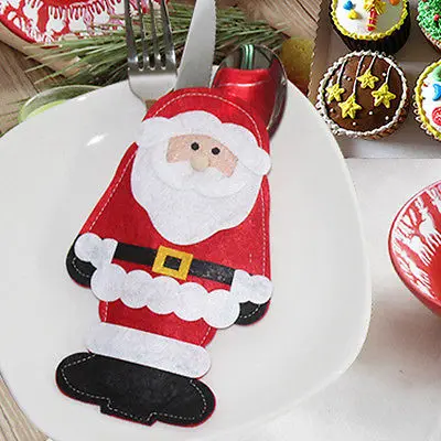 Санта Клаус рождественские столовые приборы держатель сумки вилка кармашки для