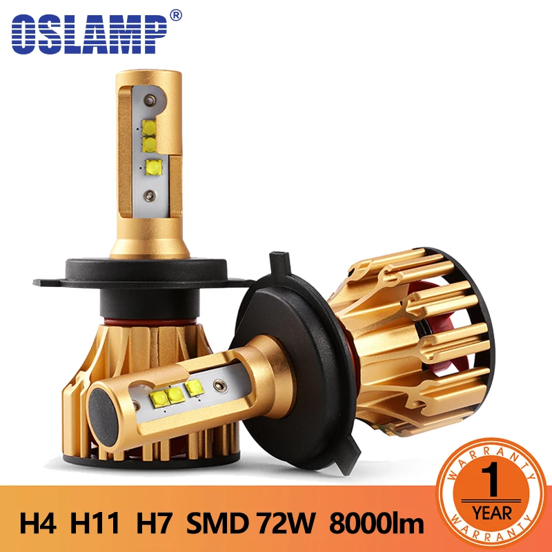 Oslamp T6 H4 фары светодиодные лампы для передних фар h7 7000lm 70 Вт SMD чипов H11 H13 9005 9006 Авто