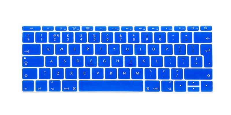 Blue HRH EU/британский английский силиконовый чехол для клавиатуры для Mac New Pro 1" A1708(версия без сенсорной панели) и для Macbook 12" A1534 - Цвет: Blue