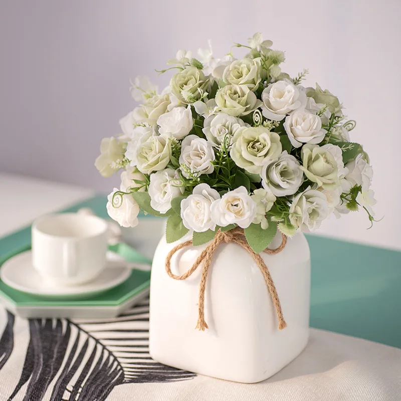 HMEOT 10 головок Весенняя маленькая Роза искусственный цветок букет женский