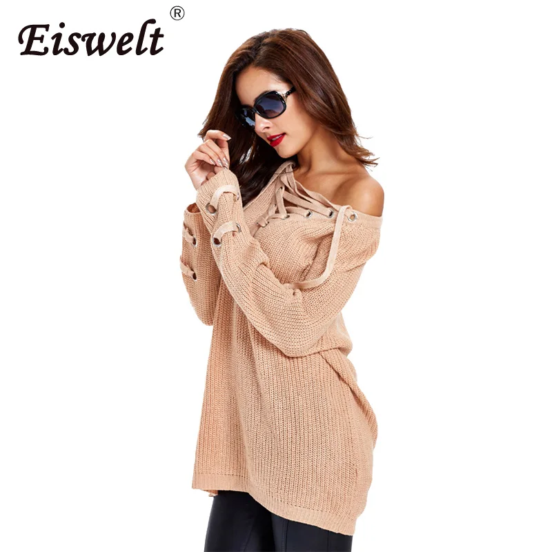 Осень 2017 Женский вязаный свитер с v-образным вырезом в полоску перекрестными