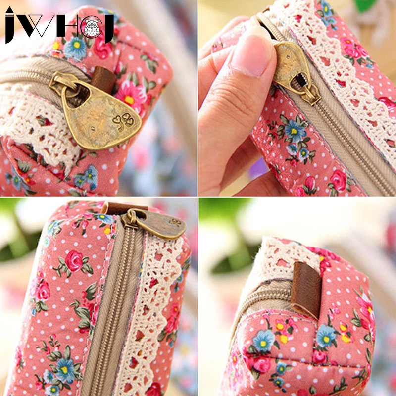 Милый холщовый карандаш в горошек многофункциональный вместительный пенал