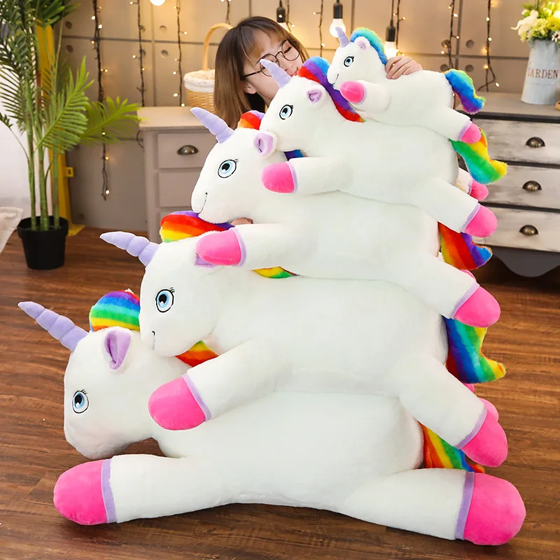 40-100cm Giant Size Rainbow Unicorn Plush Toy Soft Stuffed Cartoon Unicornio Dolls Animal Horse Christmas Gift for Drop Shiping | Игрушки и