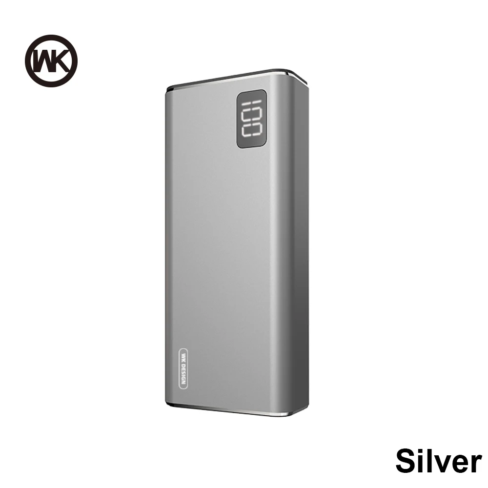 Sliver powerbank 099 WK 3 входа 2USB мини банк питания 10000 мАч металлическое портативное зарядное устройство 10000 мАч Внешний аккумулятор для iPhone Xiaomi Внешний аккумулятор повербанк - Цвет: Sliver powerbank 099
