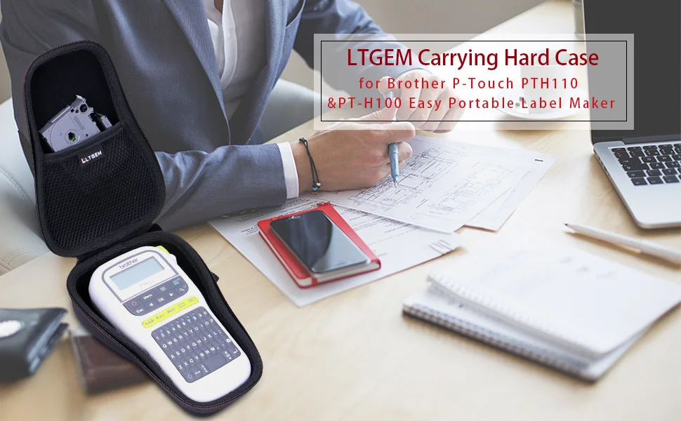 LTGEM водонепроницаемый твёрдый чехол для Brother P-Touch PTH110 и PT-H100 легкий портативный принтер этикеток