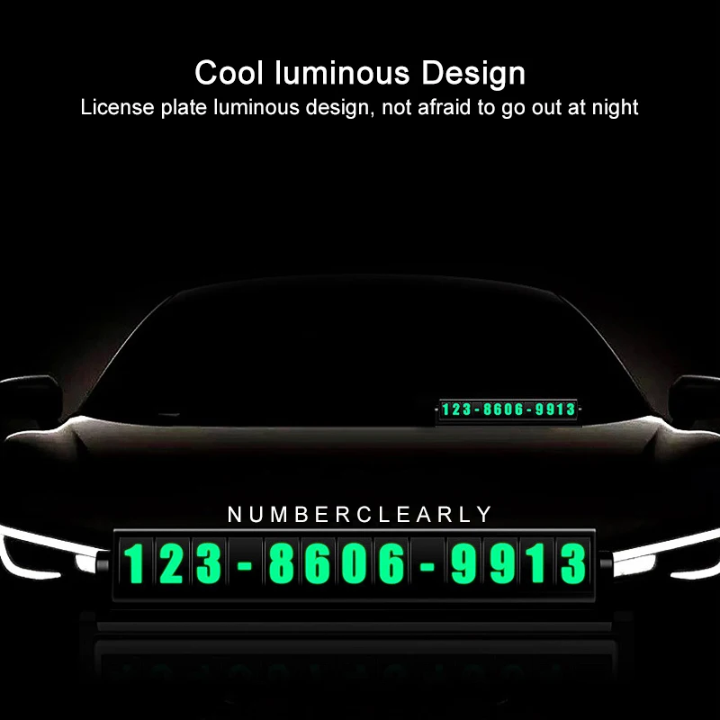 Временная парковочная карта светящаяся Автомобильная табличка с номером