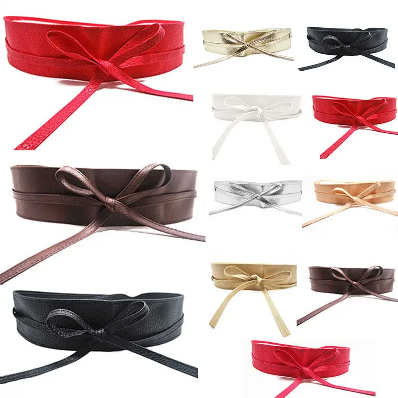 Женский широкий пояс из мягкой кожи Завязывающийся вокруг талии аксессуар для