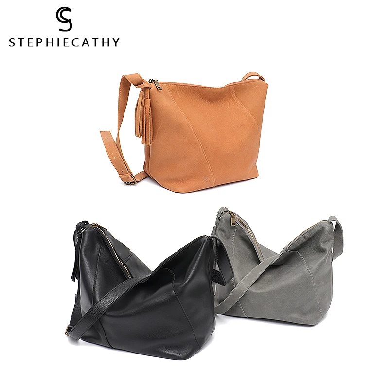 SC женские кожаные сумки Большая Повседневная сумка-хобо винтажная сумка из