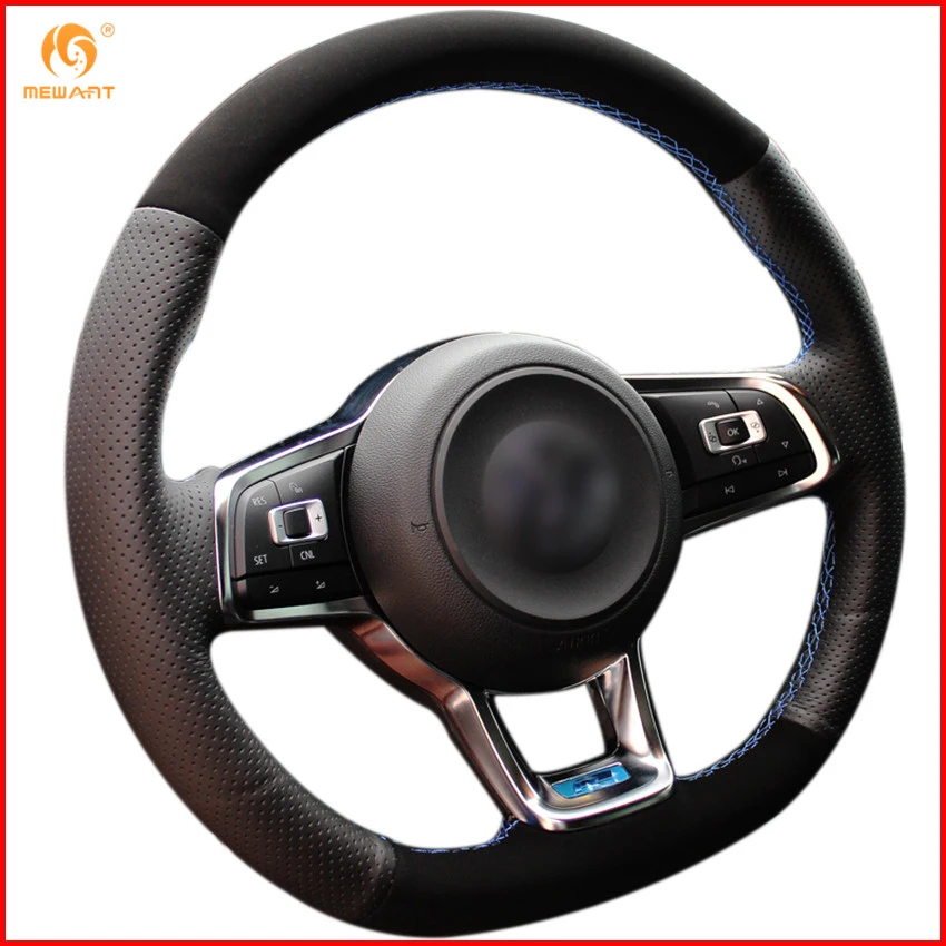 MEWANT для Volkswagen Golf 7 GTI R MK7 VW Polo Scirocco 2015 2016 черные замшевые и кожаные чехлы рулевого