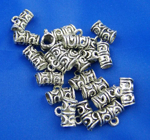 Doreen Box прекрасный 100 серебряных цветов бусин 12x9 мм (B00023)|bail beads|silver tonebead bail |