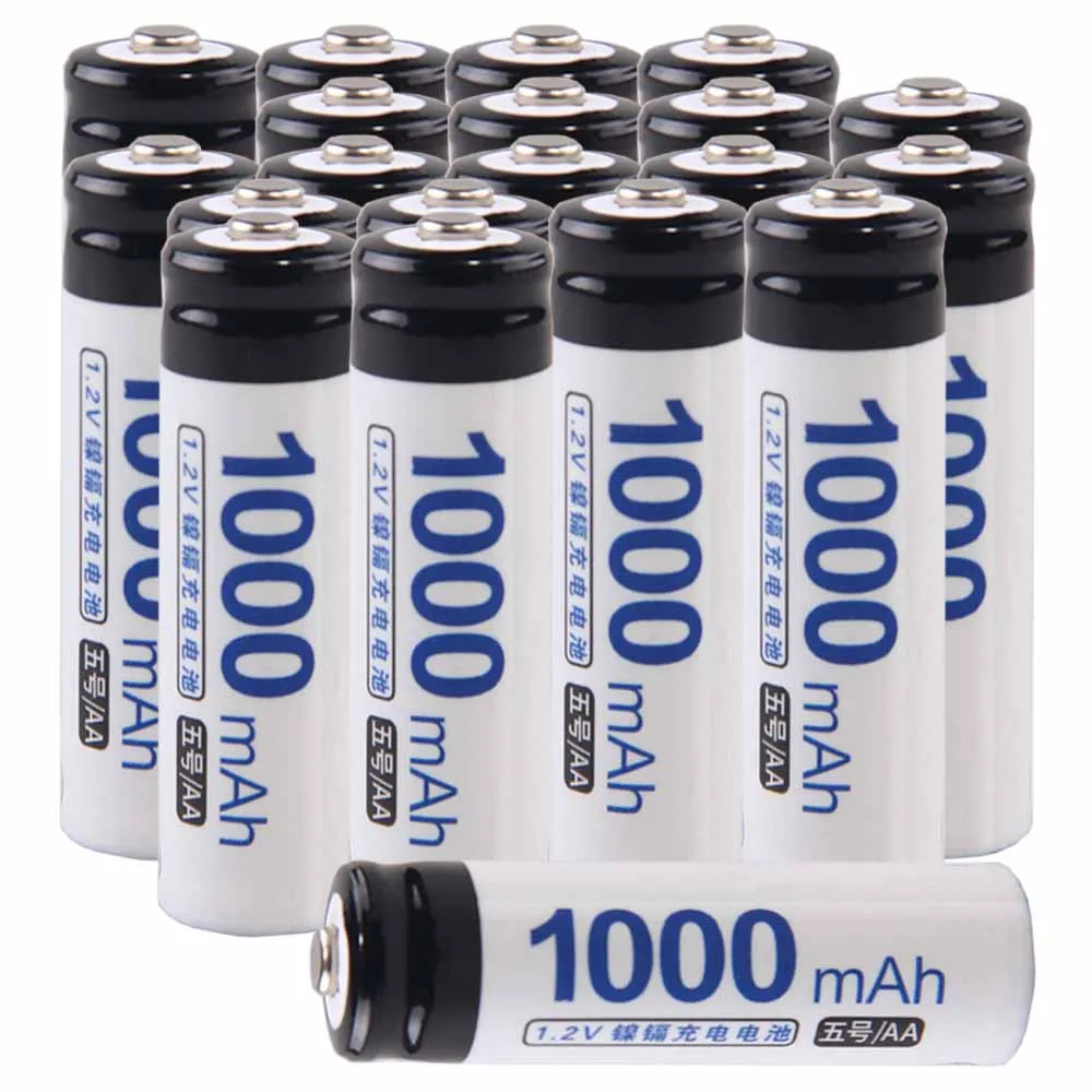 Самая низкая цена 20 шт АА батареи 1 2 v перезаряжаемые 1000 mAh nicd Батарея для