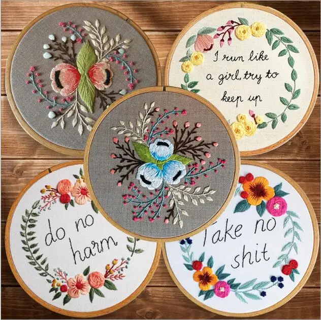 

15x15cm Flower Shop Plant Series European embroidery kit simple three-dimensional embroidery Ribbon kit embroidery needlework