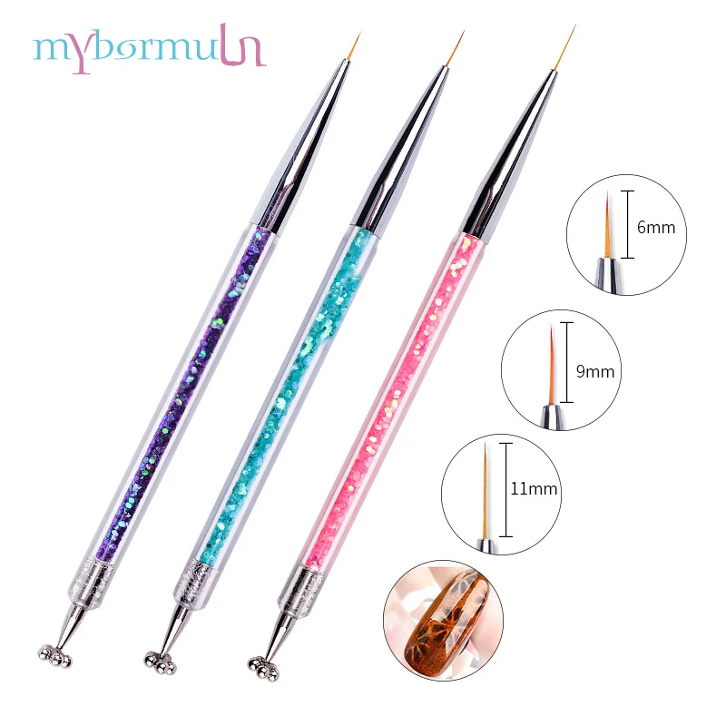 Двухдиапазонный Wi-конец 2 Way Nail Art Кисти линии магнитная палочка для ногтей кисть для "сделай сам" из 3D Магнитный кошки глаза УФ-гель для ногтей Кисть Акриловая инструмент