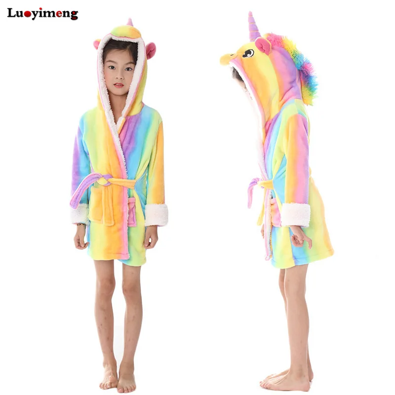 Детские пижамы в стиле аниме для девочек халат костюм радужная Пижама единорог