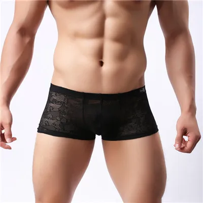 3 шт./лот Sexy Боксеры Нижнее белье Мужские Видеть Сквозь прозрачный высокого