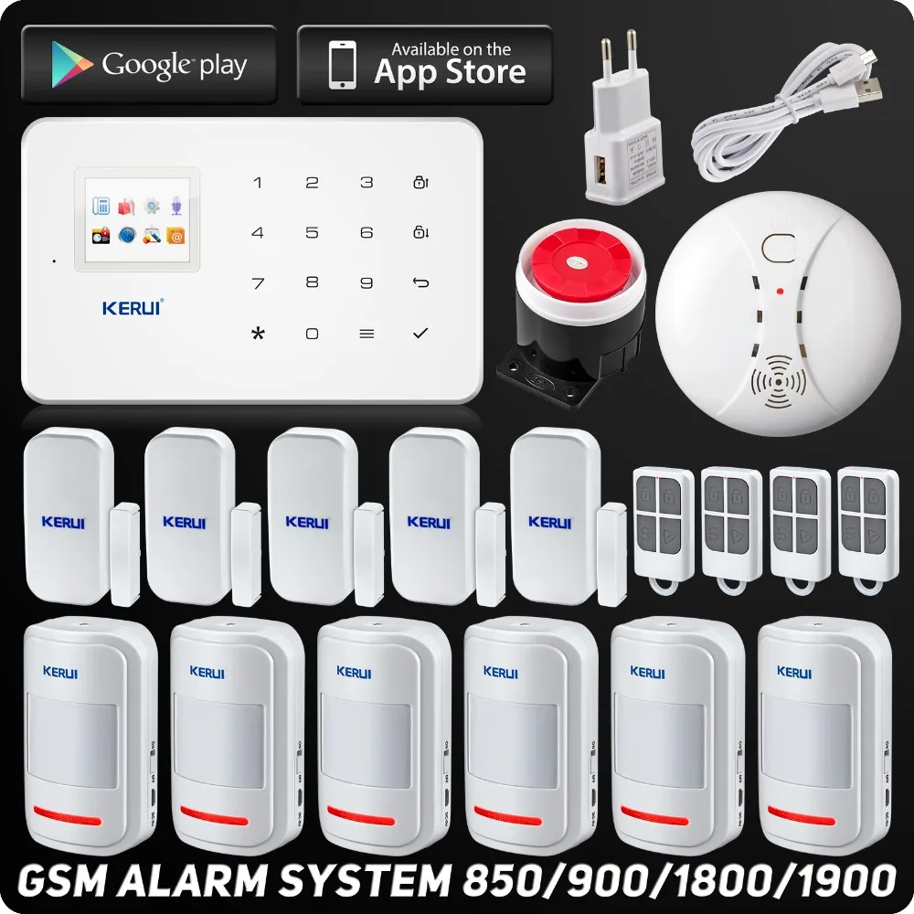 Kerui G18 беспроводной GSM SMS домашняя система охранной сигнализации ISO Android APP охранная сигнализация беспроводной детектор дыма
