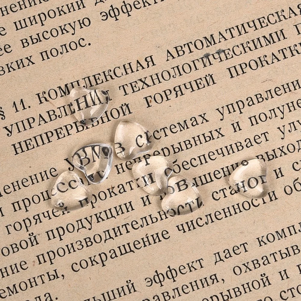 50 шт./лот 8 мм Прозрачные Стеклянные Кабошоны Прозрачный в форме сердца и с
