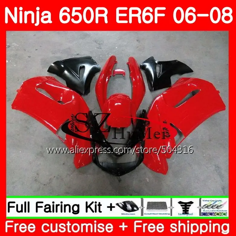 Корпус для KAWASAKI NINJA TOP red flames 650R ER6 F 650 ER-6F 06-08 4SH6 Ninja650R ER6F 06 07 08 ER 6F 2006 2007 2008 комплект