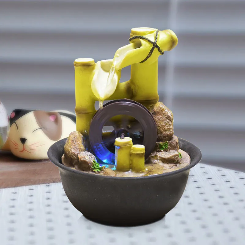 Полимерный бамбуковый водяной фонтан фэн шуй шар светодиодный светильник кой