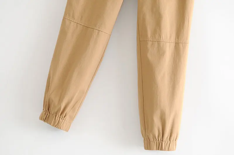 Увядшие брюки карго для женщин с цепочкой high street хаки Твердые pantalones mujer pantalon femme шаровары брюки для женщин