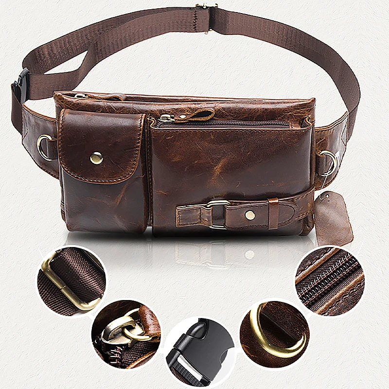 2019 винтажная сумка на талию из натуральной кожи мужская пояс для денег нагрудная