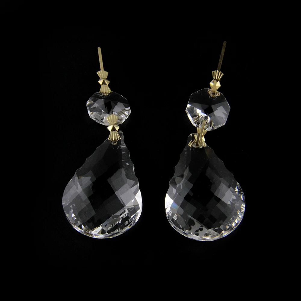 

38 мм Хрустальная КАПЛЕВИДНАЯ люстра подвески части с 14 мм восьмиугольная призма люстра бусины прозрачные для Diy декора лампы