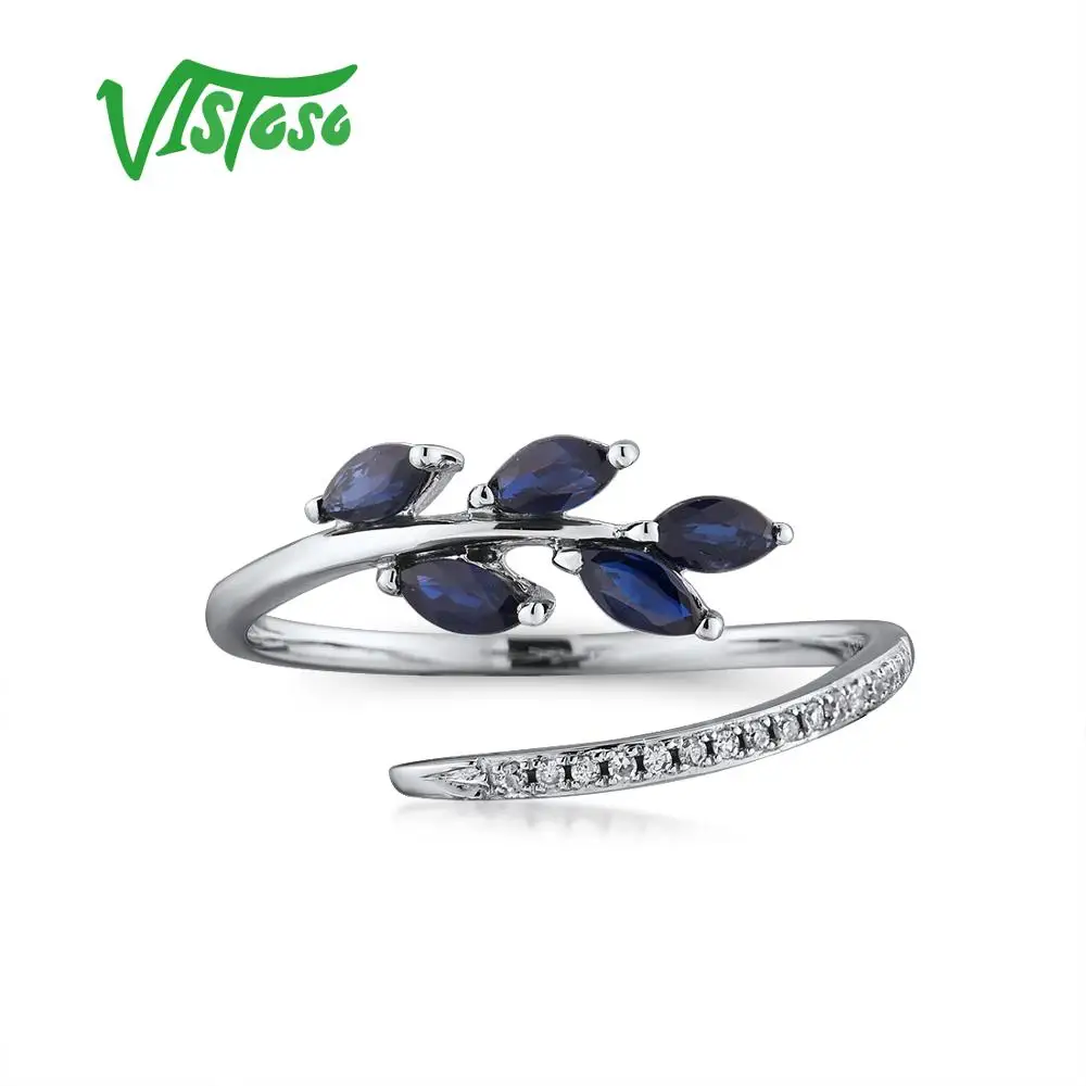 VISTOSO 14 K кольца из белого золота для леди подлинный Блестящий Бриллиант Необычные
