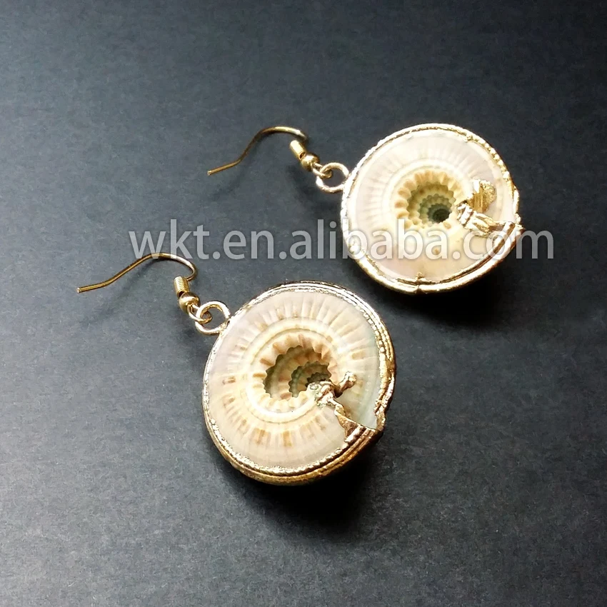 

HOT SALES! Natural sea shell earrings, summer new fashion,gold trim on edged WT-E079