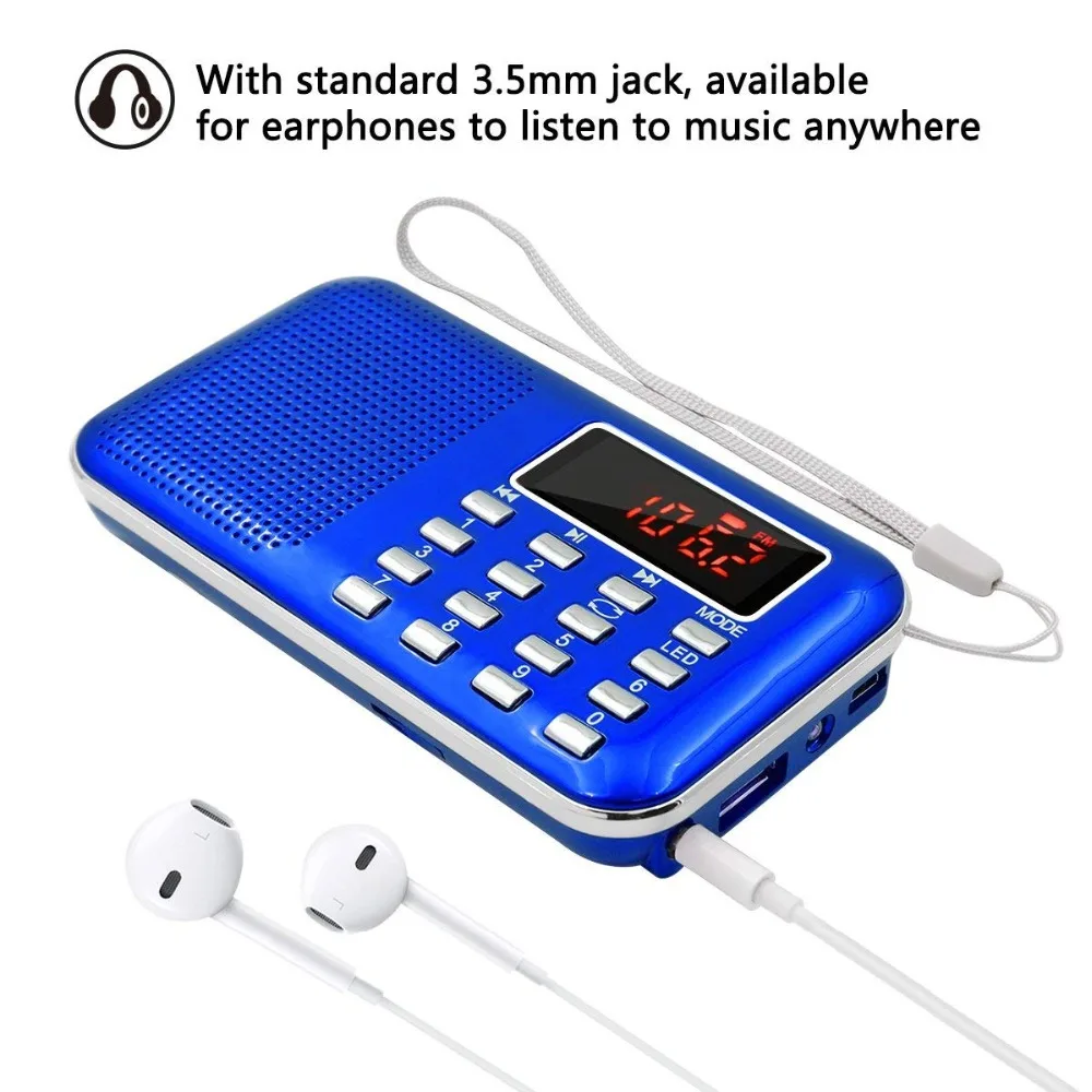 Lefon мини портативный Радиоприемник AM FM перезаряжаемый MP3 музыкальный плеер TF/sd