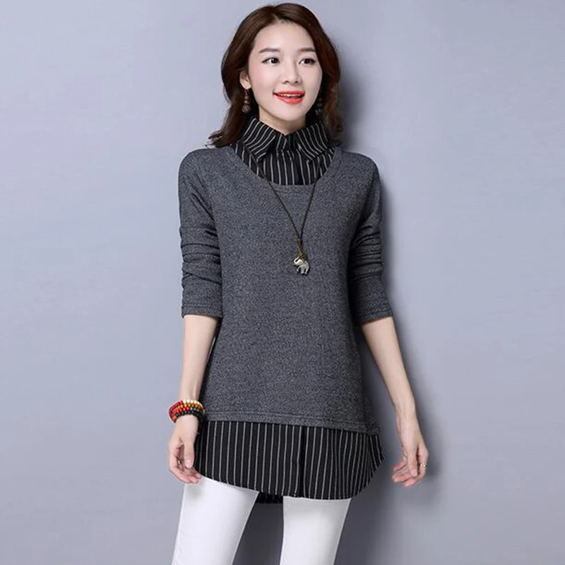 Женская футболка с длинным рукавом Повседневная хлопковая Футболка большого