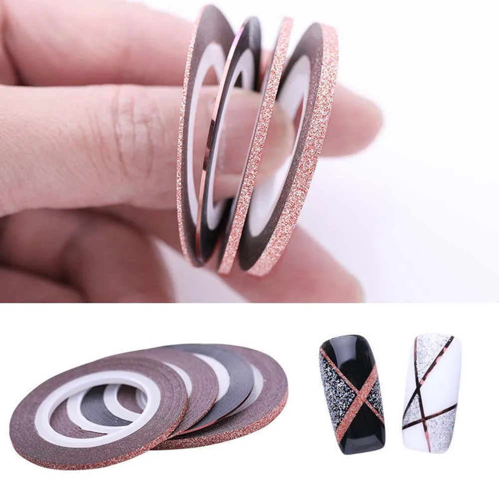 Комплект из 4 предметов Кофе матовый лак для ногтей чередование Ленточные линии