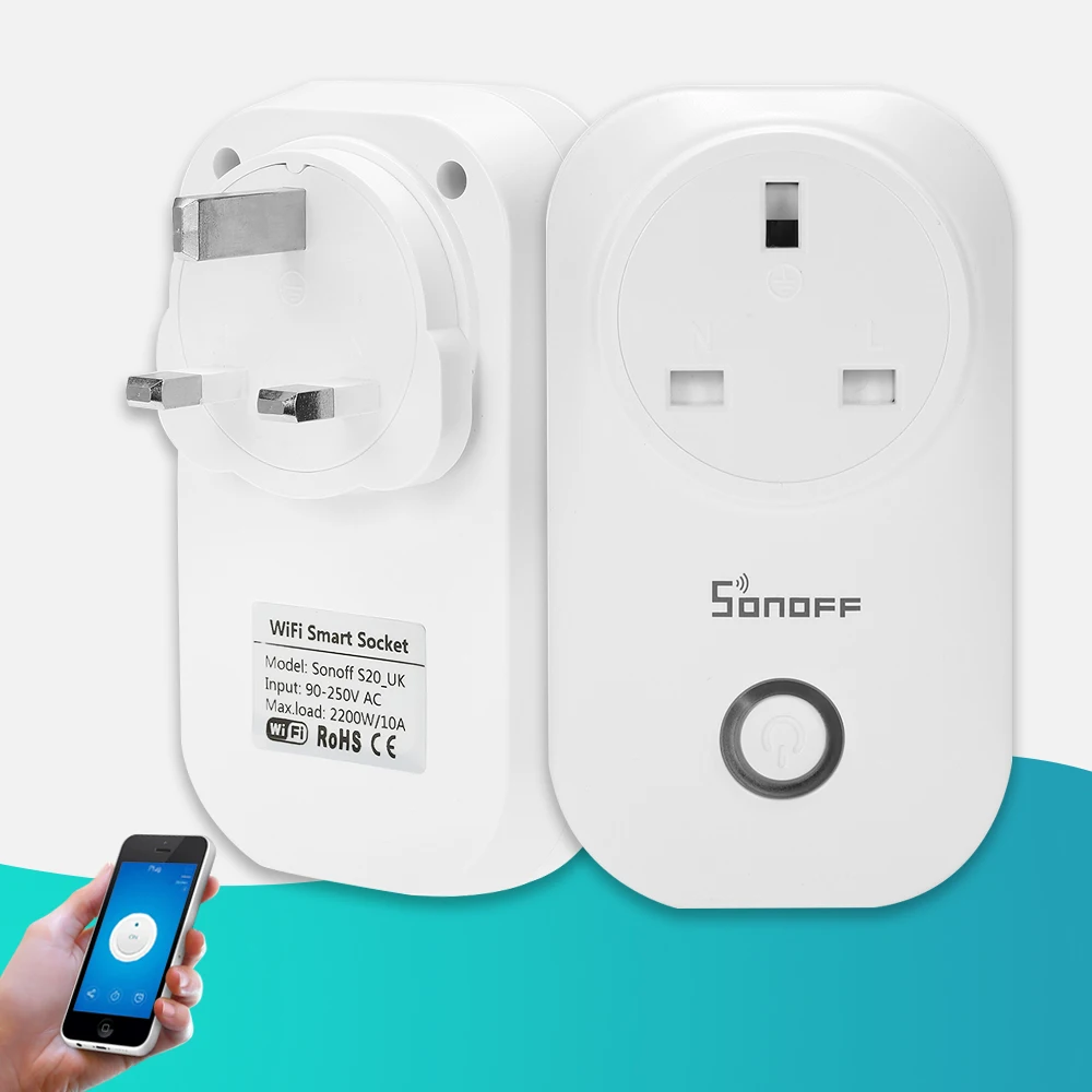 5 шт. Sonoff S20 wifi розетка переключатель модуль Великобритания США ЕС вилка синхронизации умный переключатель для умный дом автоматизация работа с Alexa 10A 220 В