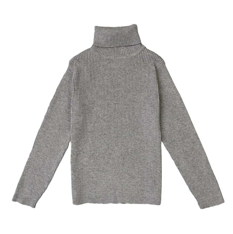 Gray Одежда для детей 1-6 лет; свитера для маленьких мальчиков и девочек; однотонные вязаные пуловеры с высоким воротником; Новинка года; осенне-зимняя одежда для детей - Цвет: Gray