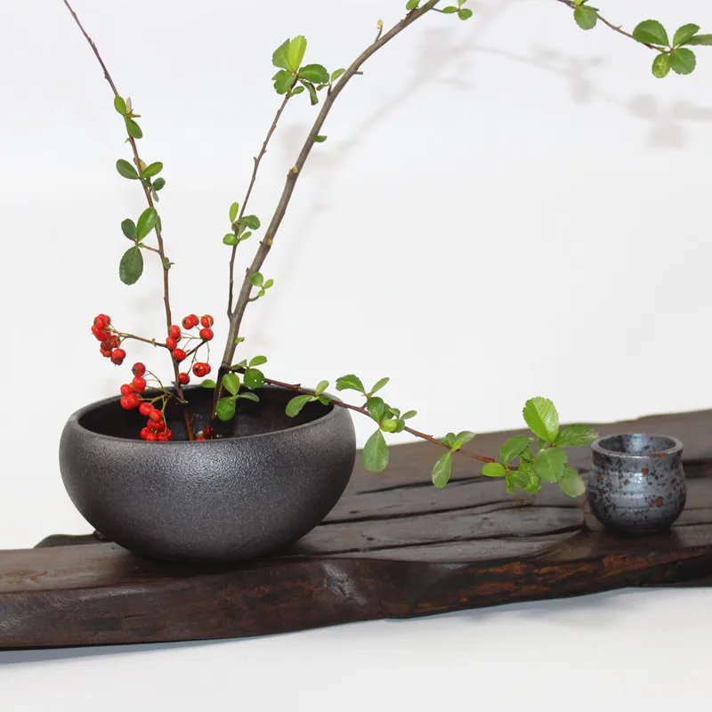 Японская Цветочная ваза чаша для цветов винтажная Ikebana грубая керамика цветочный