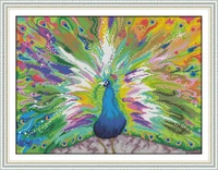 the peacock spreads its tail 2 cross stitch kit aida 14ct 11ct count print canvas cross needlework embroidery diy handmade
