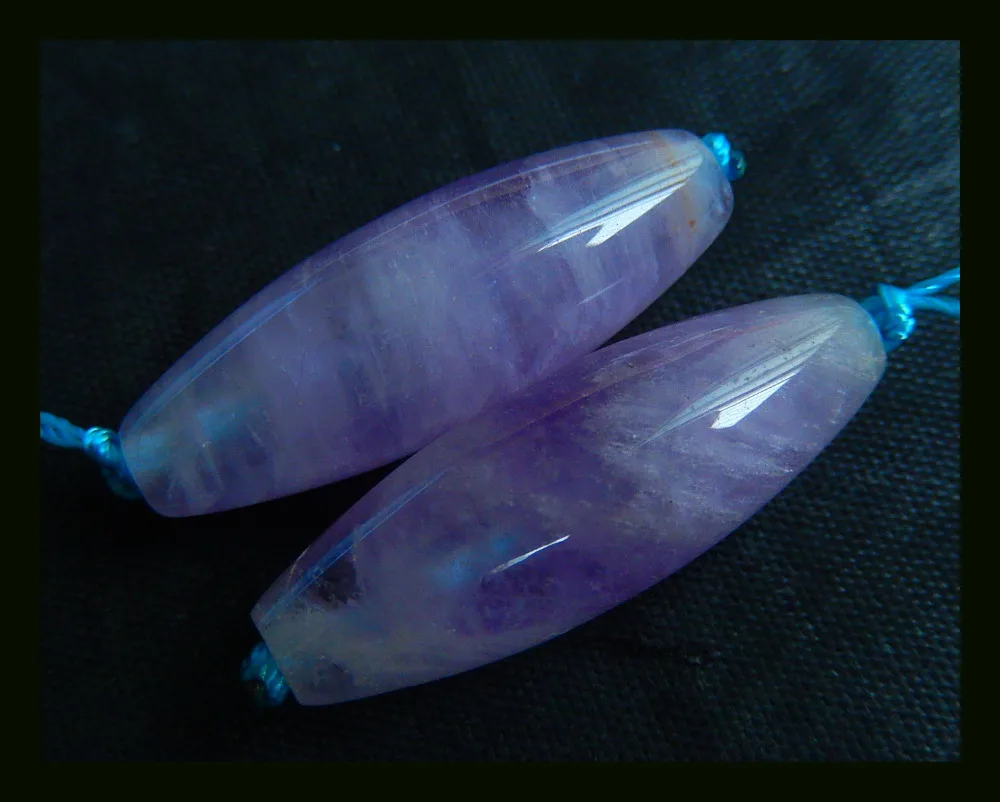 Серьги с натуральным аметистом 30x10 мм 9 04 г полудрагоценный камень ювелирные