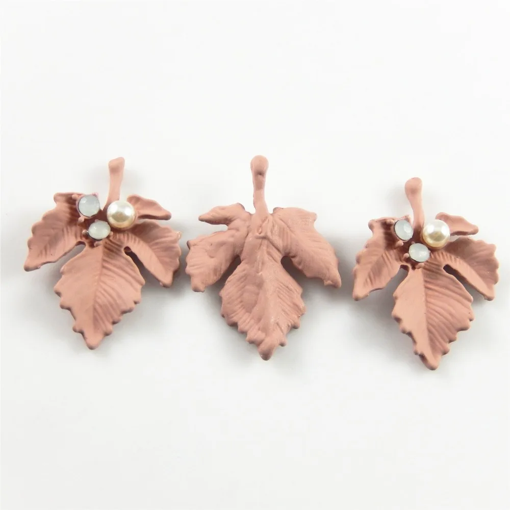 10PCS Pink Tree Leaves Pearl Vintage Zinc Alloy Maple Feather Pendants Charms for Necklace DIY Jewelry Findings Gifts | Украшения и